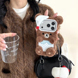 Cute Plush Bear And Rabbit Anti-Fall Phone Case For IPhone