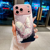 Romantic Pink Butterfly Petals Electroplated Case for iPhone