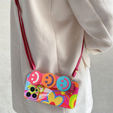 Floral Woven Wrist Strap Building Block Lanyard Soft Case for iPhone