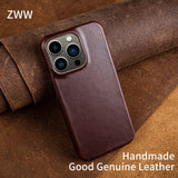 Oil Wax Luxury Genuine Leather  Aesthetic Vintage Case For Iphone