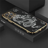 Dragon Pattern Plating Silicone Case For iPhone