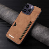 Retro PU Leather Card Holder Phone Case for iPhone