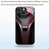 Red Carbon Fiber Apple Pattern Glass Phone Case For iPhone