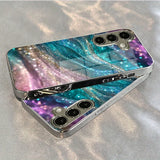 Dazzling Galaxy Electroplated Tempered Glass Phone Case For Samsung