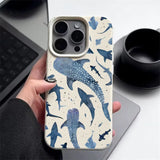 Ocean Shark Whale Pattern Leather Texture TPU Phone Case For iPhone