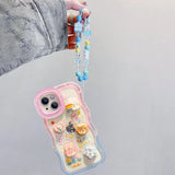 3D Cute Cloud Animal with Bead Chain Stand Case for iPhone