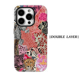 Pink Feline Collage Magnetic Double-layer Tough Phone Case for IPhone