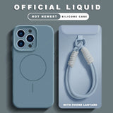 Liquid Silicone Lanyard Magnetic Phone Case For iPhone