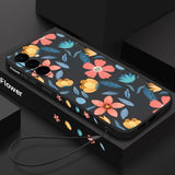 Colorful Flower Silicone with Lanyard Case For Samsung