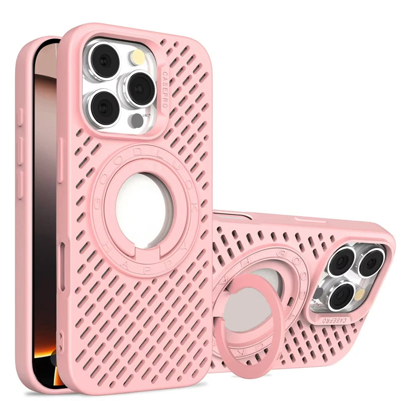 Heat Dissipation Breathable Magnetic Ring Holder Case For iPhone