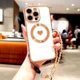 Magnetic Plating TPU Wrist Lanyard Phone Case For iPhone