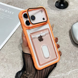 Slot Card Holder Fold Lens Stand Holder Shockproof Clear Case For iPhone
