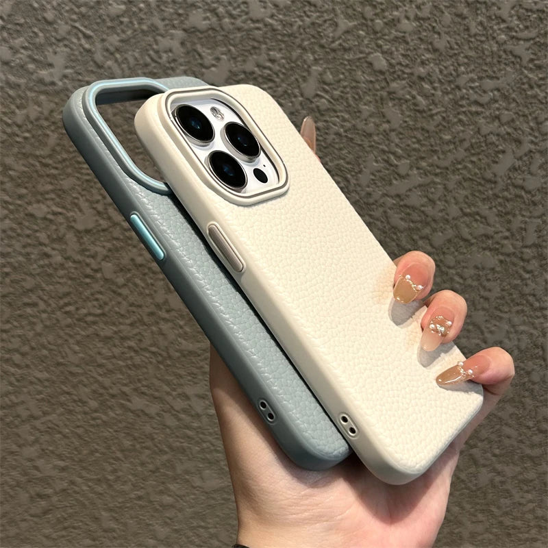 Leather Business Lichee Pattern Phone Case For iPhone