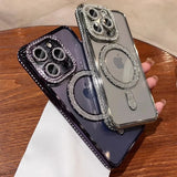 New Fashion Glitter Diamond Magnetic Transparent Case For iPhone