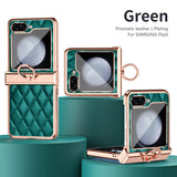 Leather Electroplated Ring Holder Shockproof Case for Samsung