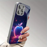 Colorful Apple Pattern Plating Glass Phone Case For iPhone