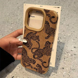 Vivid Leopard Pattern Bonded Leather Shockproof Case For iPhone