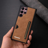 Retro Leather Wallet Card Holder Phone Case for Samsung