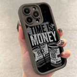 "Time is Money" Printed Soft Phone Case For iPhone