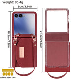 Leather Wallet Case With Wrist Strap for Samsung Z Flip