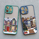 Rural Building Snow Scenery Shockproof Phone Case For iPhone