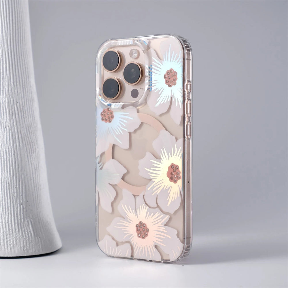 Retro Flower Laser Magnetic Case for iPhone