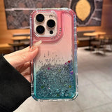 Luxury Clear Quicksand Glitter Sequin Gradient Phone Case For iPhone