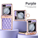 Leather Electroplated Ring Holder Shockproof Case for Samsung