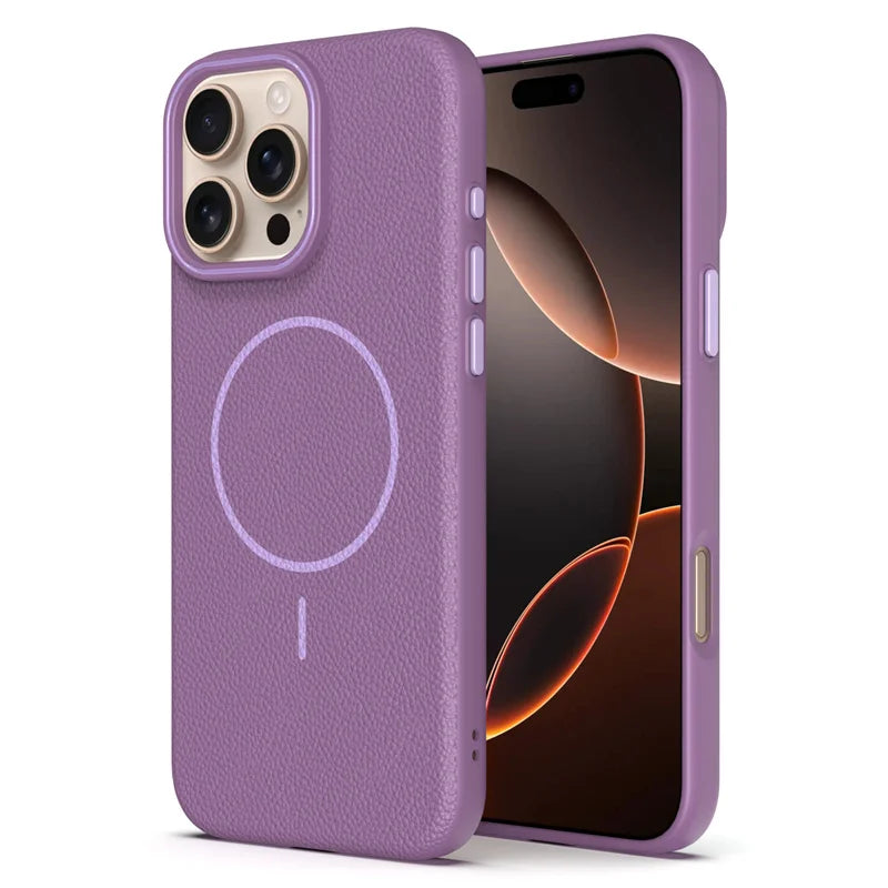 Leather Lichee Texture Protector Magnetic Case For iPhone