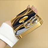 Gilded Fluid Apple Pattern Gold Metallic Paint Glass Phone Case For iPhone