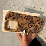 Vivid Leopard Pattern Bonded Leather Shockproof Case For iPhone
