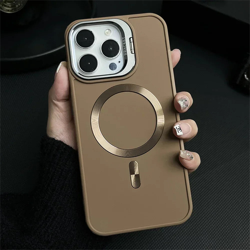 Magnetic Camera Bracket Matte Case for iPhone