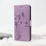 Butterfly & Flower Pattern Leather Flip Wallet Case for iPhone