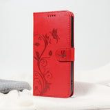 Butterfly & Flower Pattern Leather Flip Wallet Case for iPhone