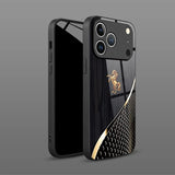 Golden Horse Pattern Business Black Case for iPhone