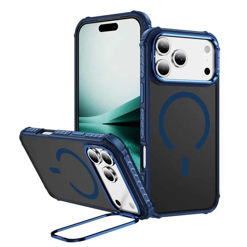 Skin-friendly Shockproof Magnetic Charge Lens Bracket Case For iPhone