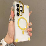 Transparent Acrylic Airbag Camera Stand Magnetic Case for Samsung