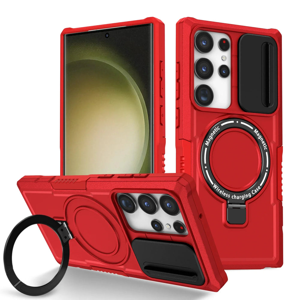 Hit Color Armor Magnetic Bracket Slide Camera  Case For Samsung