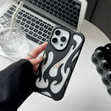 3D Flame pattern Hollow Slim Shockproof Phone Case for iPhone