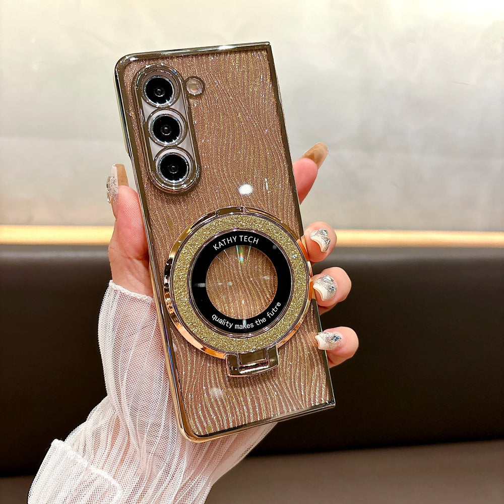 Ring Electroplate Sparkling Magnetic Phone Case for Samsung