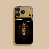 Cool Crown Lion Gold Glass Case for iPhone
