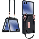 Leather Wallet Case With Wrist Strap for Samsung Z Flip