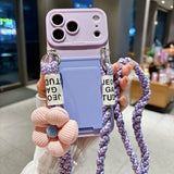 Cute 3D Flower Crossbody Wallet Silicone Case for iPhone