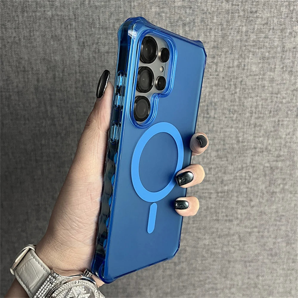 Wave Curly Non-Slip Bumper Magnetic Phone Case For Samsung