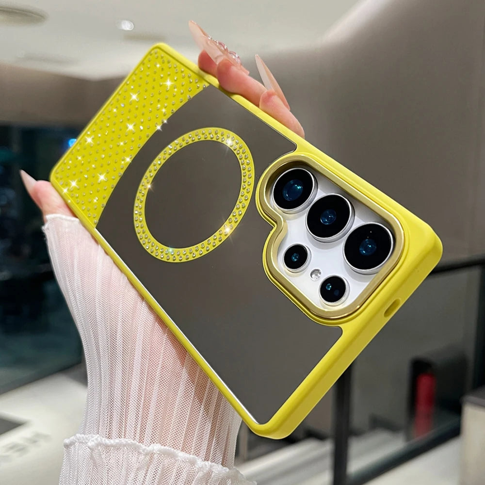 Glitter Diamond Magnetic Mirror Case For Samsung