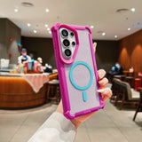 Transparent Glitter Magnetic 2in1 Airbag Shockproof Case For Samsung