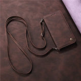 Luxury Leather Flip Crossbody Wallet Case for iPhone
