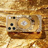 Golden Diamond Plate Pattern Glass Phone Case For iPhone