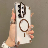 Transparent Acrylic Airbag Camera Stand Magnetic Case for Samsung