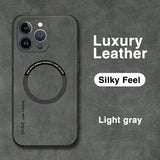 Luxury Leather For Magnetic Wireless Charge Case For iPhone